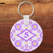 Porte-clés Monogramme de marguerite violette (Recto)