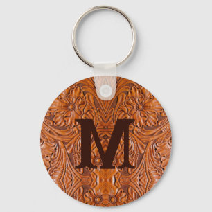 Porte-clés monogramme de mariage campagnard occidental rustiq
