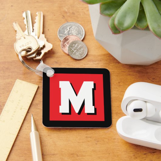 Porte-clés Monogramme de métal à initiale de nom personnalisé (Bureau)