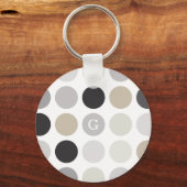 Porte-clés monogramme de motif noir pois (Recto)