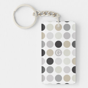 Porte-clés monogramme de motif noir pois