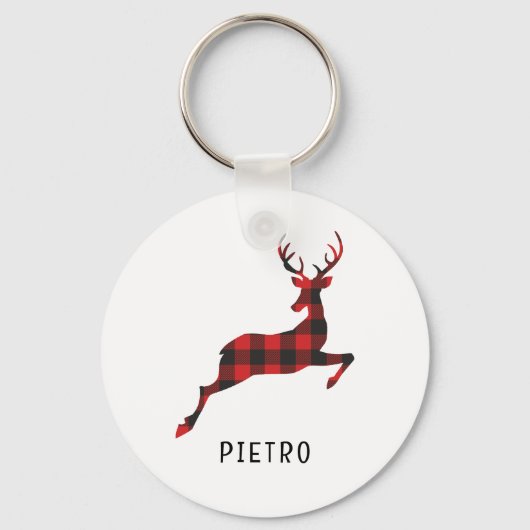 Porte-clés Monogramme de Noël des rennes de Buffalo Rouge (Recto)