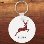 Porte-clés Monogramme de Noël des rennes de Buffalo Rouge (Recto)
