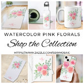 Porte-clés Monogramme de nom aquarelle floral rose