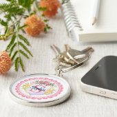 Porte-clés Monogramme de nom et initiale florale élégant (Côté)
