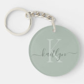 Porte-clés Monogramme de nom initial vert sauge (Devant)