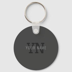 Porte-clés Monogramme de nom (ou autre texte) gris foncé mode