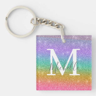 Porte-clés Monogramme de nom personnalisé avec faux brillants