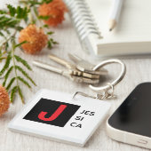 Porte-clés Monogramme de nom professionnel élégant moderne (Devant Droit)
