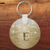 Porte-clés Monogramme de Parties scintillant d'argent brossé (Recto)