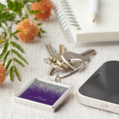 Porte-clés Monogramme de Parties scintillant d'argent violet (Côté)