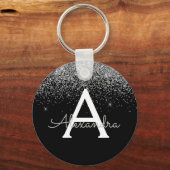 Porte-clés Monogramme de Parties scintillant noire en argent  (Recto)