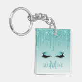 Porte-clés Monogramme de Parties scintillant Turquoise modern (Devant gauche)