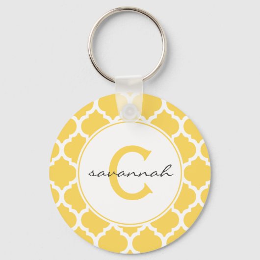 Porte-clés Monogramme de Quatrefoil jaune (Recto)