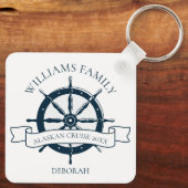 Porte-clés Monogramme de roue marine de bateau de croisière s (Verso)