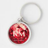 Porte-clés Monogramme de rubis moderne 40e anniversaire de Ma (Devant)