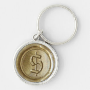 Porte-clés Monogramme de sceau de cire - Or - Vieux dollars a