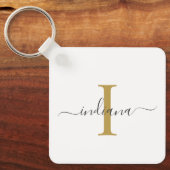 Porte-clés Monogramme de script moderne Élégant Nom (Recto)