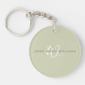 Porte-clés Monogramme de style moderne vert sauge blanc (Devant)