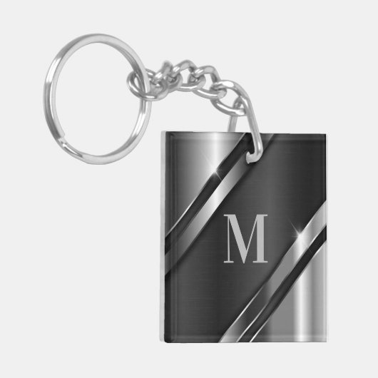 Porte-clés Monogramme de texture métallique (Devant gauche)