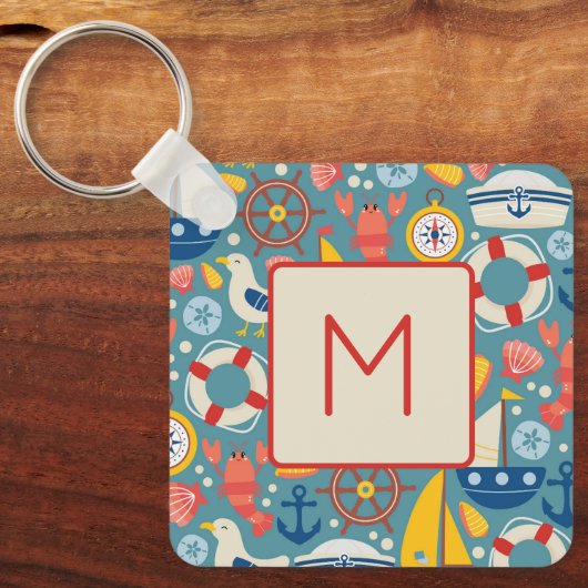 Porte-clés Monogramme de vie marine mignonne (Recto)