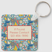 Porte-clés Monogramme de vie marine mignonne (Dos)