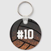 Porte-clés Monogramme de volleyball noir et orange (Recto)