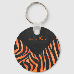Porte-clés Monogramme de zèbre orange et noir