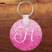 Porte-clés Monogramme dégradé de paillettes roses de luxe (Recto)