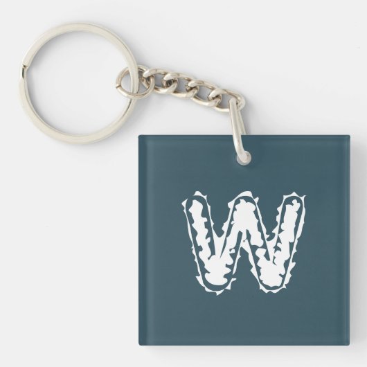 Porte-clés Monogramme déplaisant blanc sur bleu (Devant)