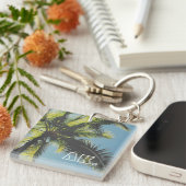 Porte-clés Monogramme des initiales de l'arbre à palmiers rét (Devant Droit)