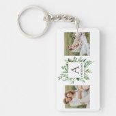 Porte-clés Monogramme deux photos | Cadre de verdure personna (Devant)