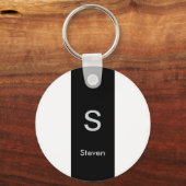 Porte-clés Monogramme deux tons moderne noir et blanc (Recto)