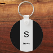 Porte-clés Monogramme Deux tons moderne noir et gris clair (Recto)