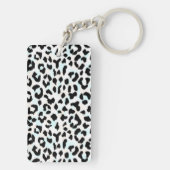 Porte-clés monogramme d'impression chic de guépard noir et bl (Dos)