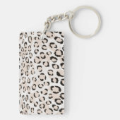 Porte-clés monogramme d'impression chic de guépard noir et bl (Dos)