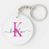 Porte-clés Monogramme d'initiale de nom rose chaud (Dos)