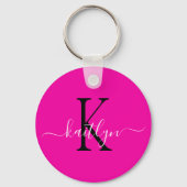 Porte-clés Monogramme d'initiale de nom rose chaud (Verso)