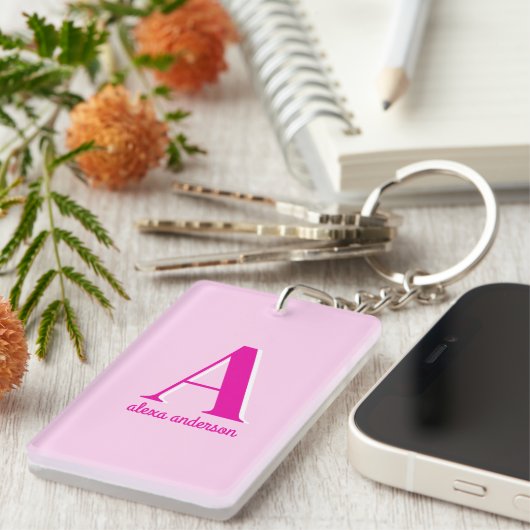 Porte-clés Monogramme Dolly Rétro Rose chaud (Devant droit)