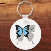 Porte-clés Monogramme d'ombre à papillon bleu (Recto)