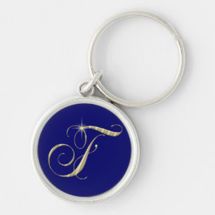Porte-clés Monogramme d'or F initial