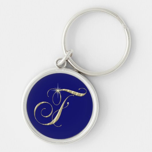 Porte-clés Monogramme d'or F initial (Devant)