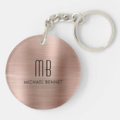 Porte-clés Monogramme d'or Rose moderne (Dos)