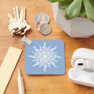 Porte-clés Monogramme d'ornement bleu d'hiver G-Clef Snowflak