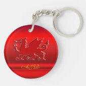 Porte-clés Monogramme, dragon rouge sur le métallique-effet (Dos)