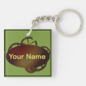 Porte-clés Monogramme du Étiquette d'engrenage rouillé (Dos)