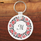 Porte-clés Monogramme du Modèle Motif rose (Recto)