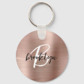 Porte-clés Monogramme écriture Métal brossé Or rose (Recto)