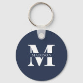 Porte-clés Monogramme élégant bleu marine (Recto)