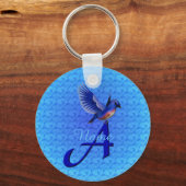 Porte-clés Monogramme élégant Bluebird Initiale A Personnalis (Verso)